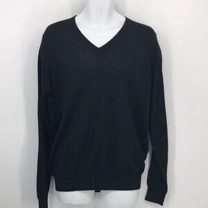 M Benisti Mens Black V Neck Wool Blend sweater size L New